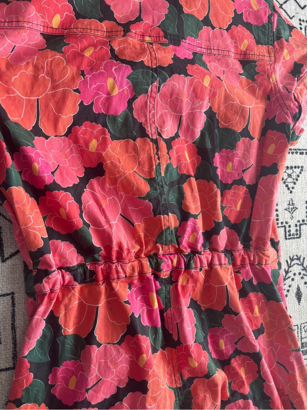 $228 Mixed by Nasrin Colorful Floral Classic Jumpsuit in Ruby Size Medium - Picture 13 of 14